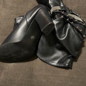 Black Leather Studded Boots